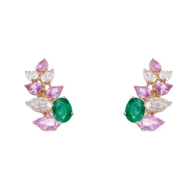gismondi1754_essenza_rose_gold_earrings_emerald_pink_sapphires_diamonds_E15.1DBEMZR